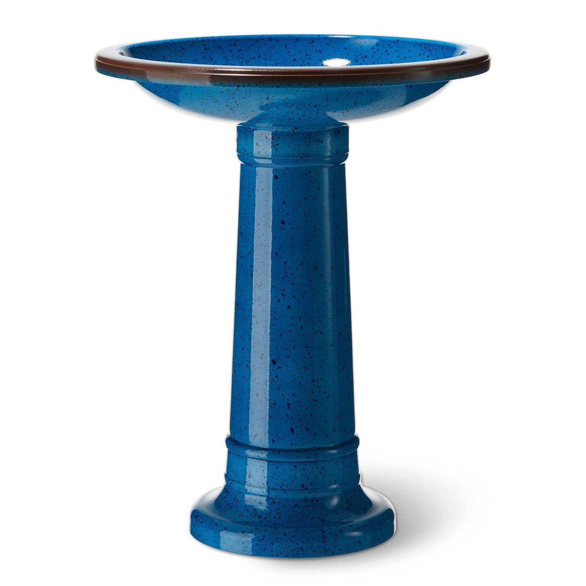 21.5"H Cobalt Blue Faux Ceramic  Tall Pedestal Birdbath(KD)