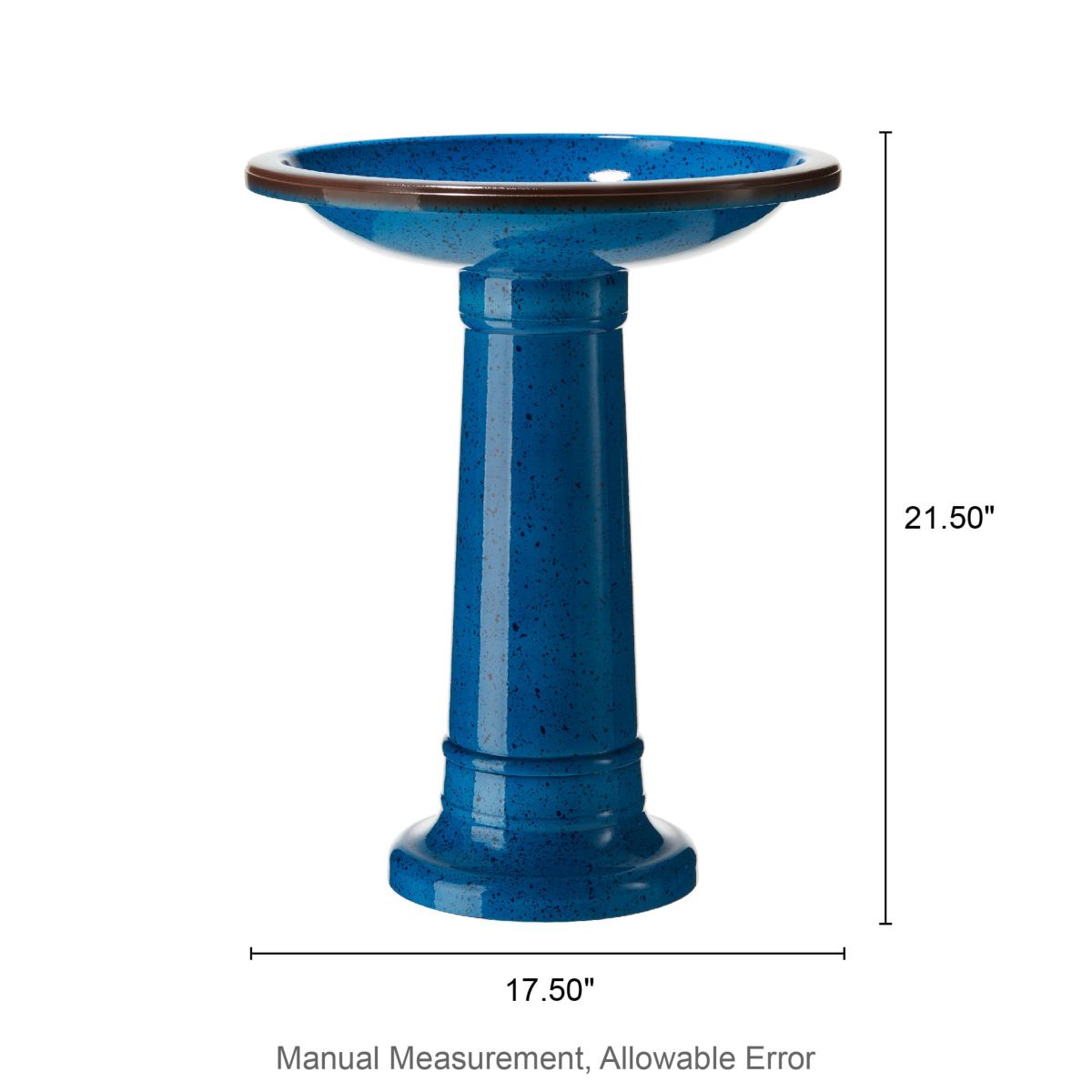 21.5"H Cobalt Blue Faux Ceramic  Tall Pedestal Birdbath(KD)