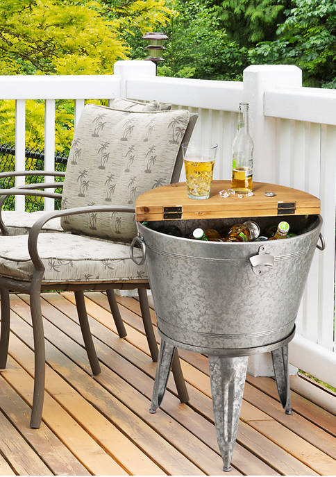 Glitzhome Beverage Tub with Metal Stand