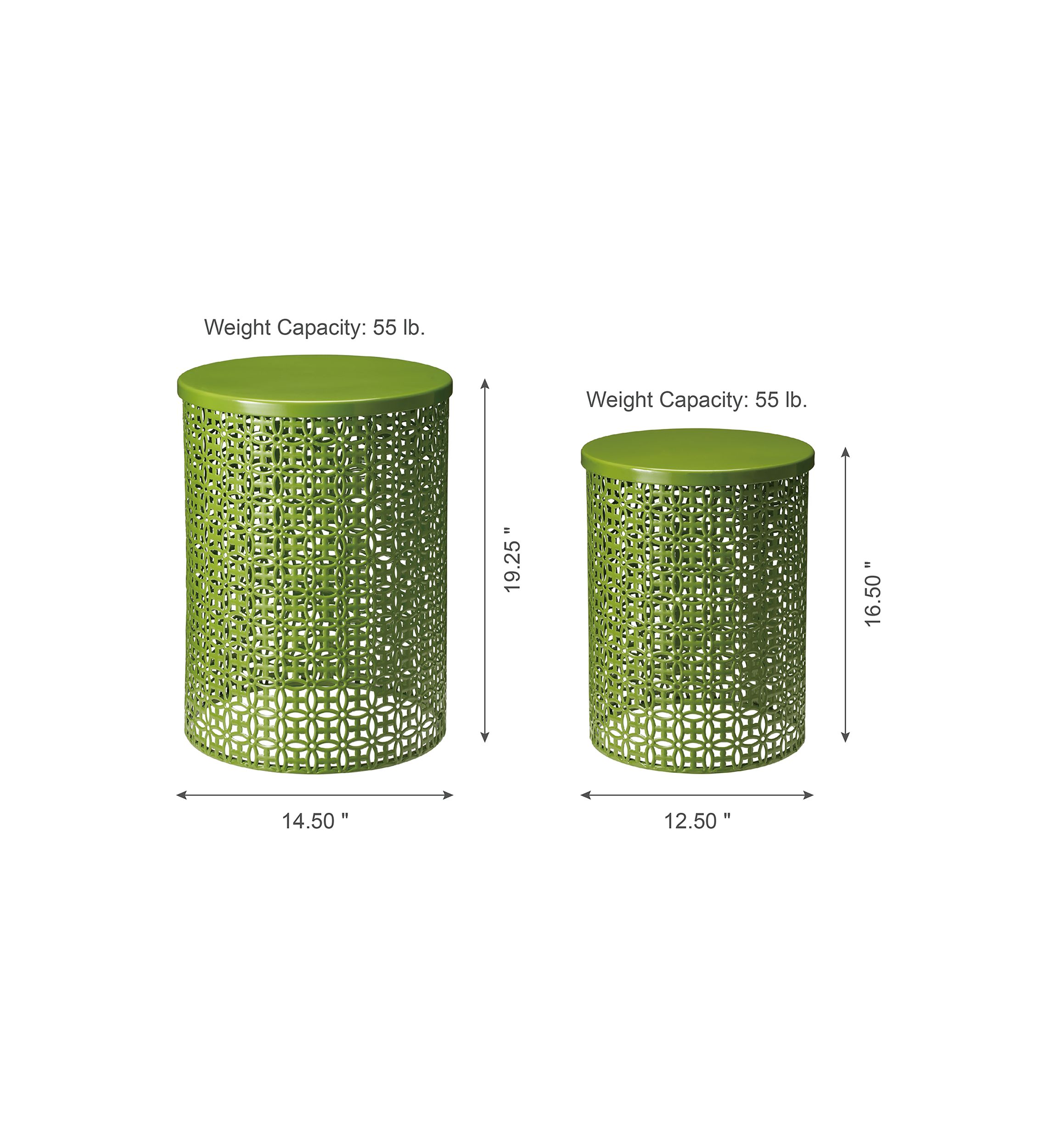 Multi-Functional Metal Garden Stool & Accent Table - Set of Two