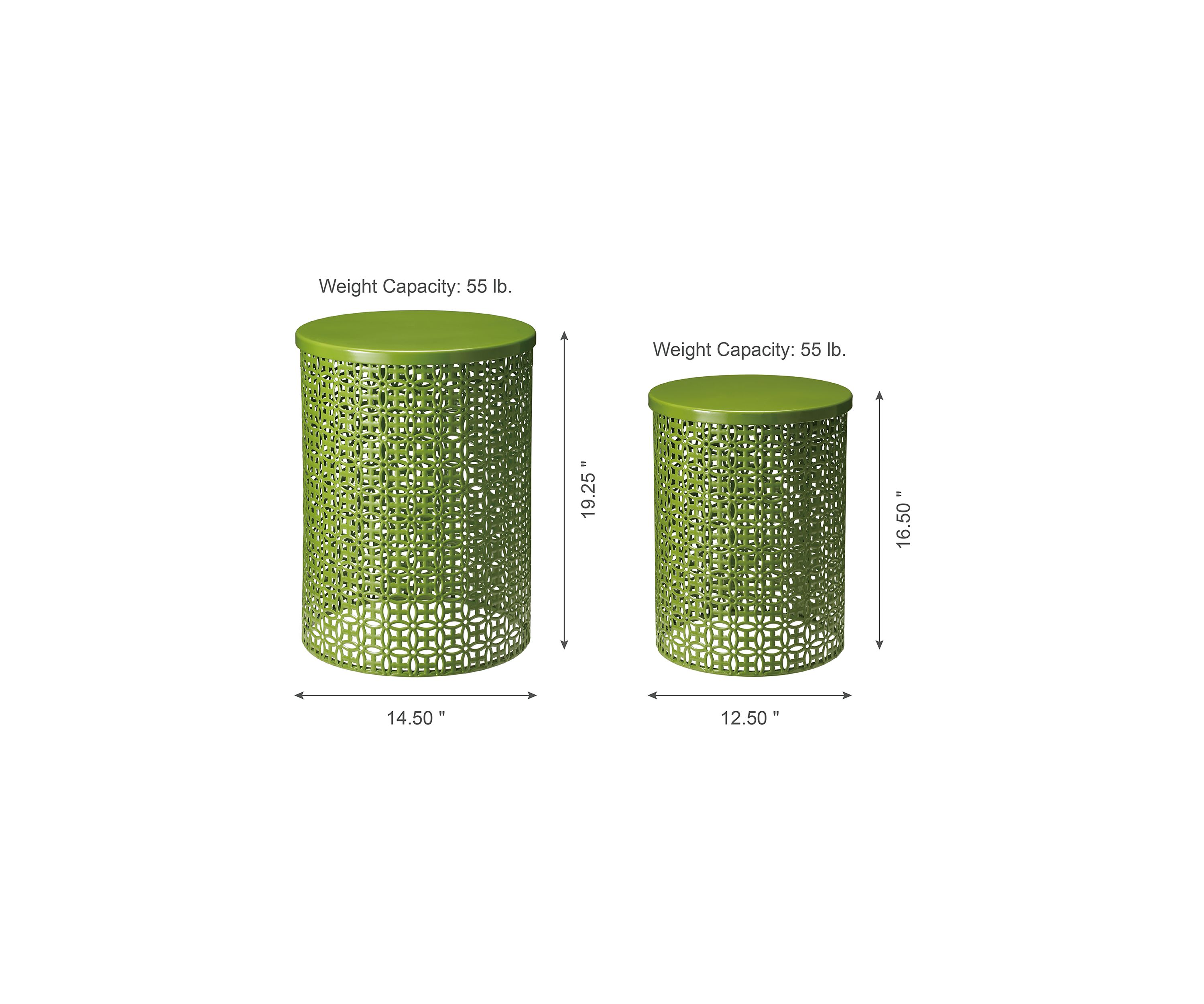 Multi-Functional Metal Garden Stool & Accent Table - Set of Two