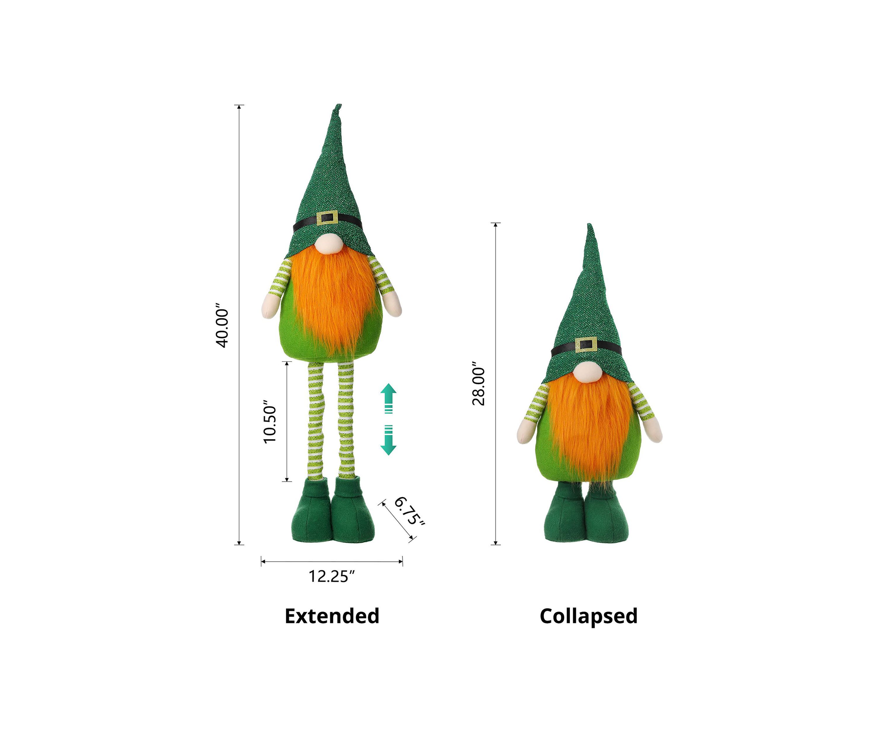 Telescoped Fabric St. Patricks Gnome Standing Decor