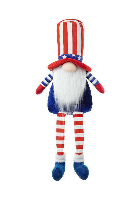 Glitz Home Fabric Americana Gnome Shelf Sitter with