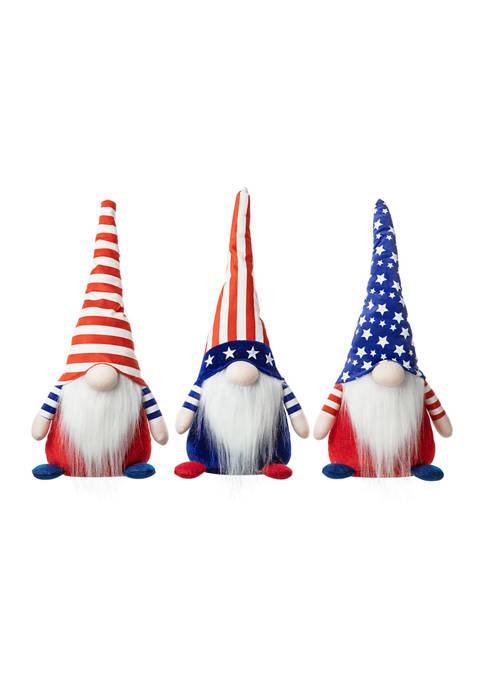 Glitzhome Set of 3 Fabric Americana Gnomes Table