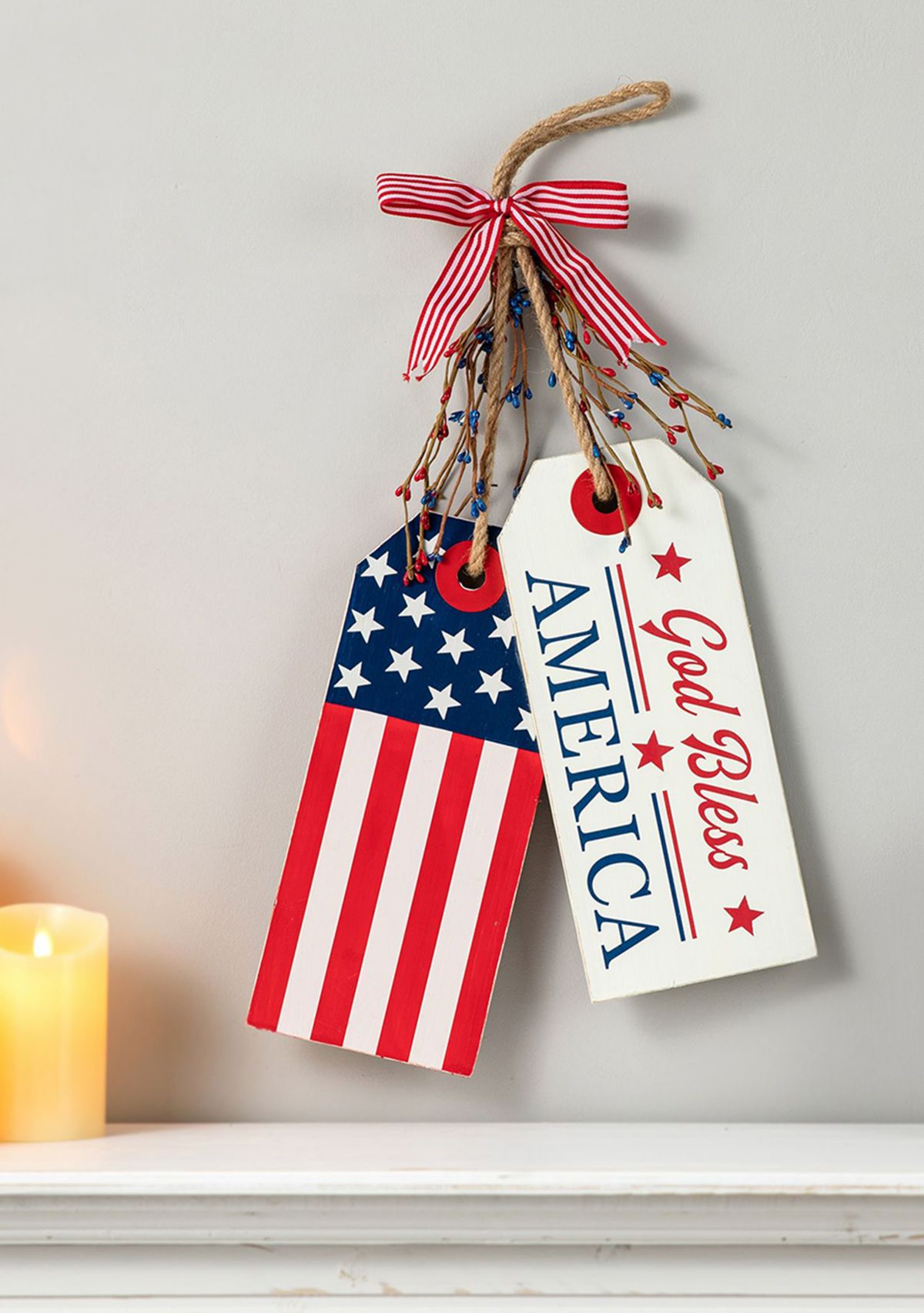 Wooden Americana Doorknob Hanging Decor