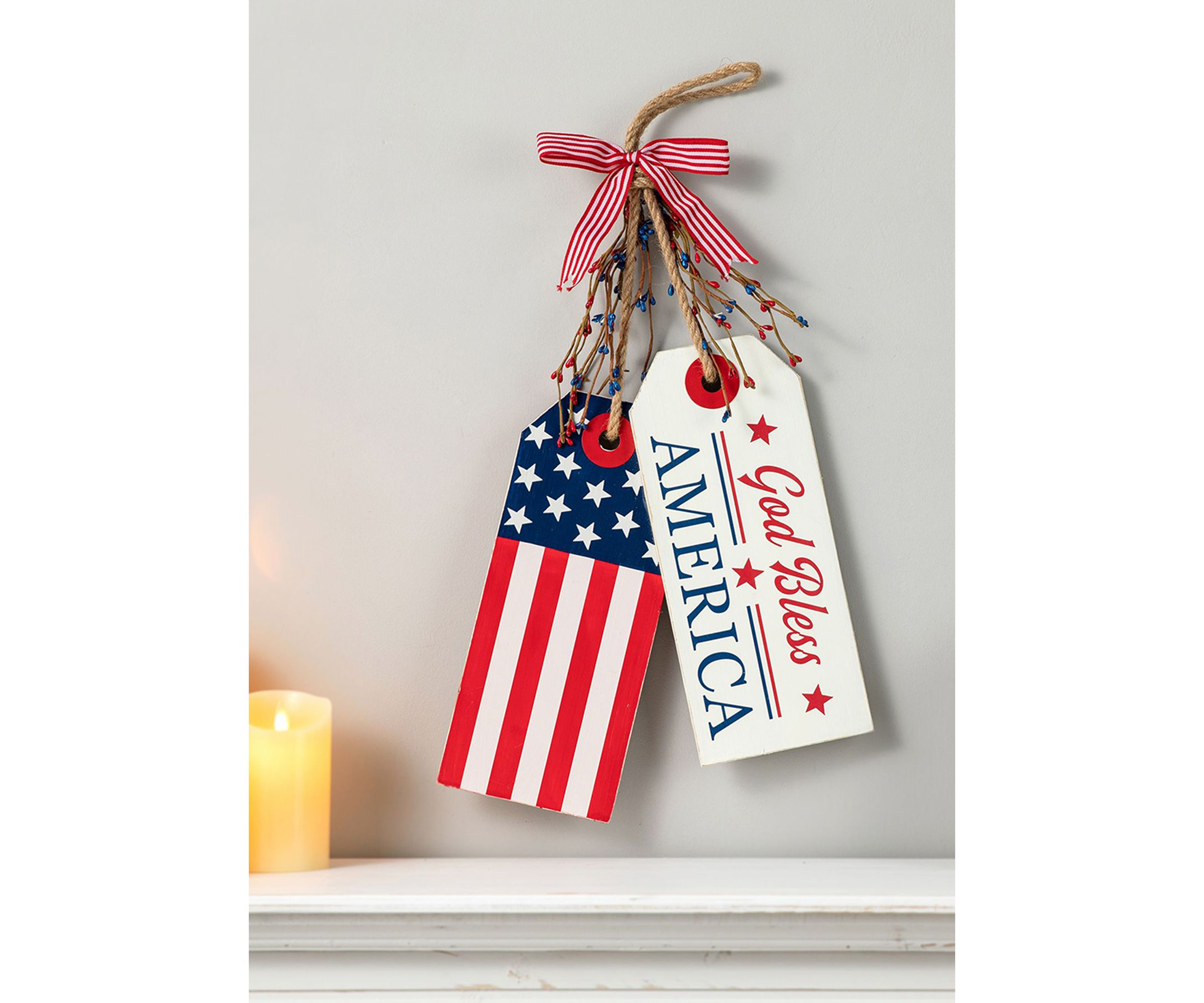 Wooden Americana Doorknob Hanging Decor