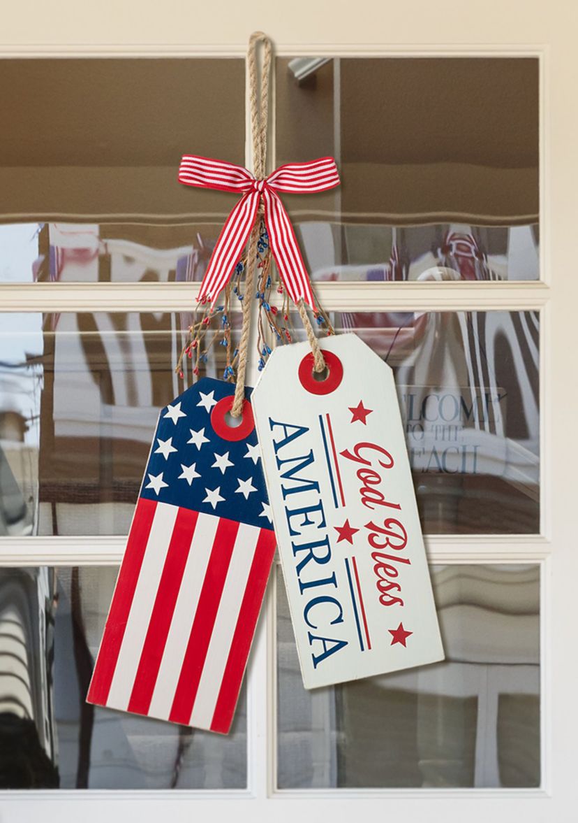 Wooden Americana Doorknob Hanging Decor