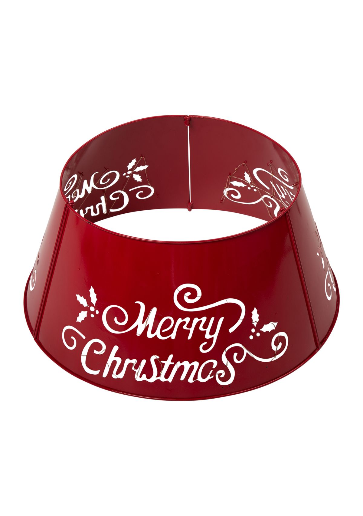 “Merry Christmas” Cutout Metal Tree Collar with Light String