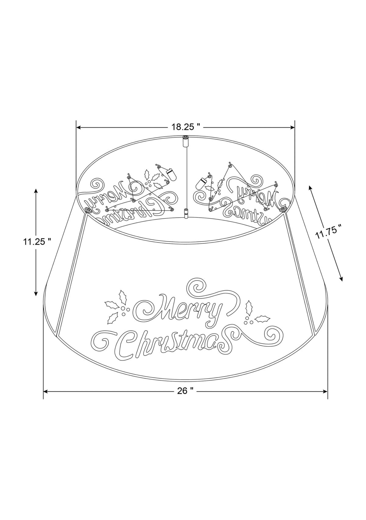 “Merry Christmas” Cutout Metal Tree Collar with Light String
