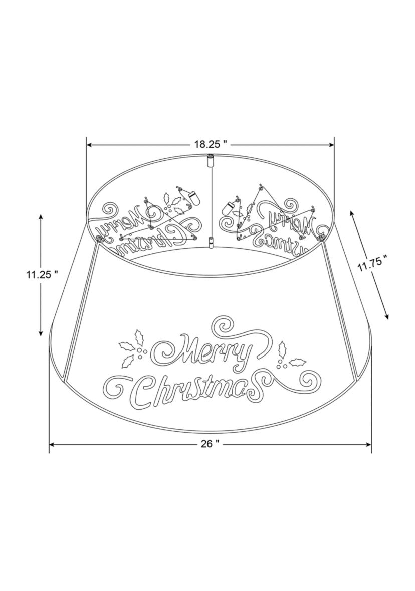 “Merry Christmas” Cutout Metal Tree Collar with Light String