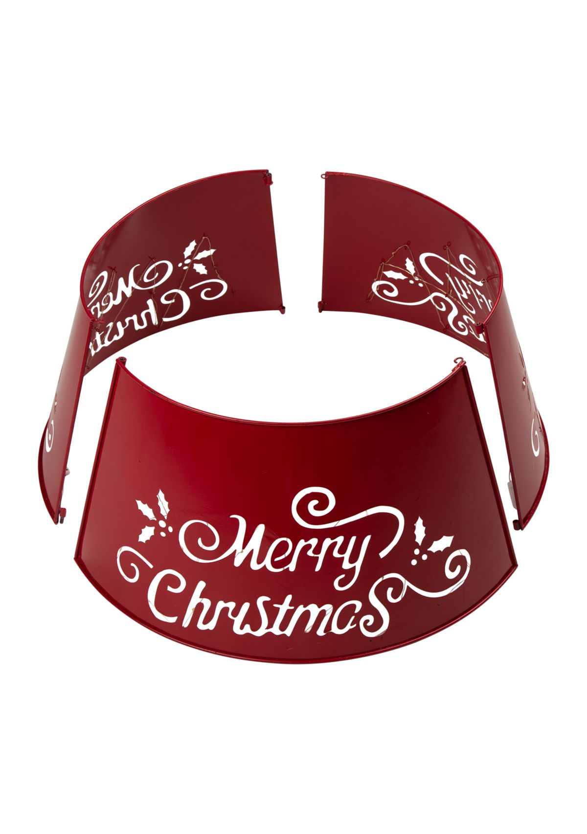“Merry Christmas” Cutout Metal Tree Collar with Light String