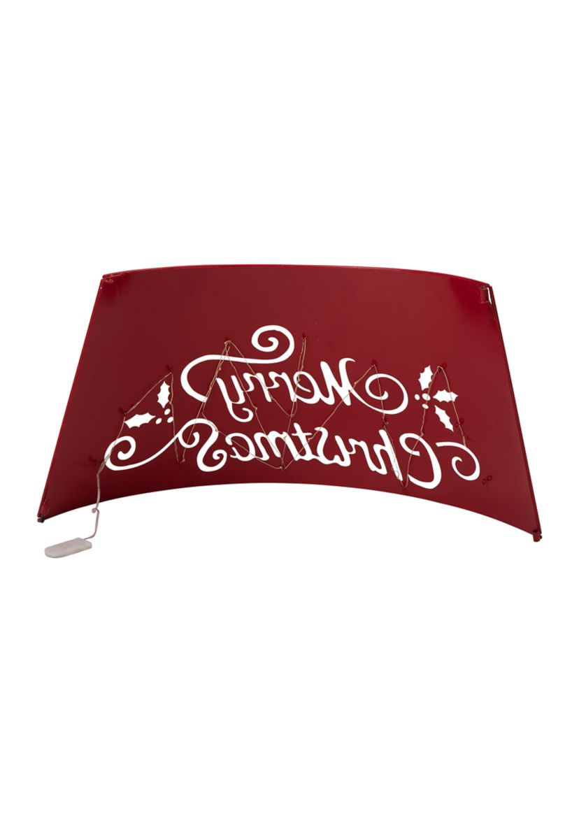 “Merry Christmas” Cutout Metal Tree Collar with Light String