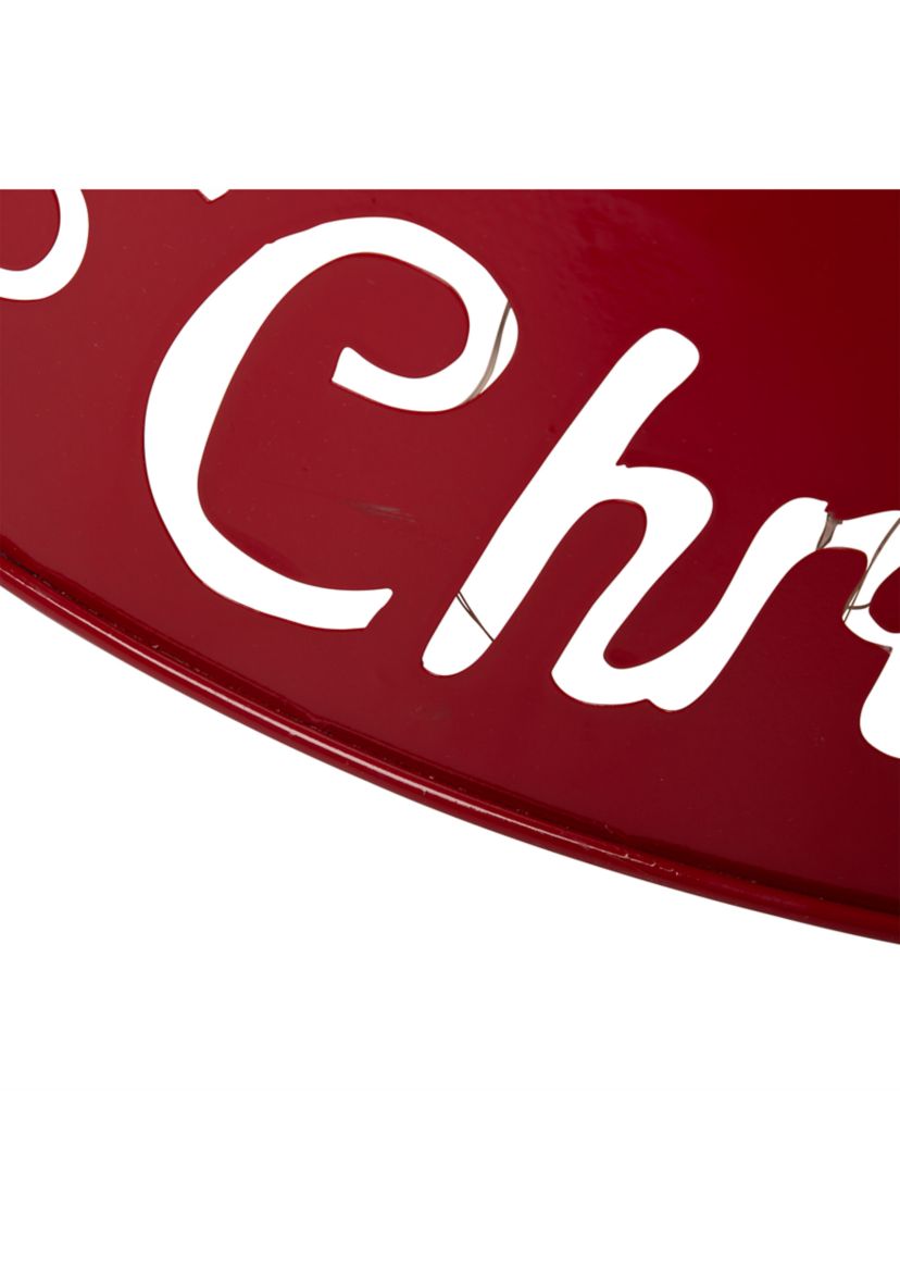 “Merry Christmas” Cutout Metal Tree Collar with Light String