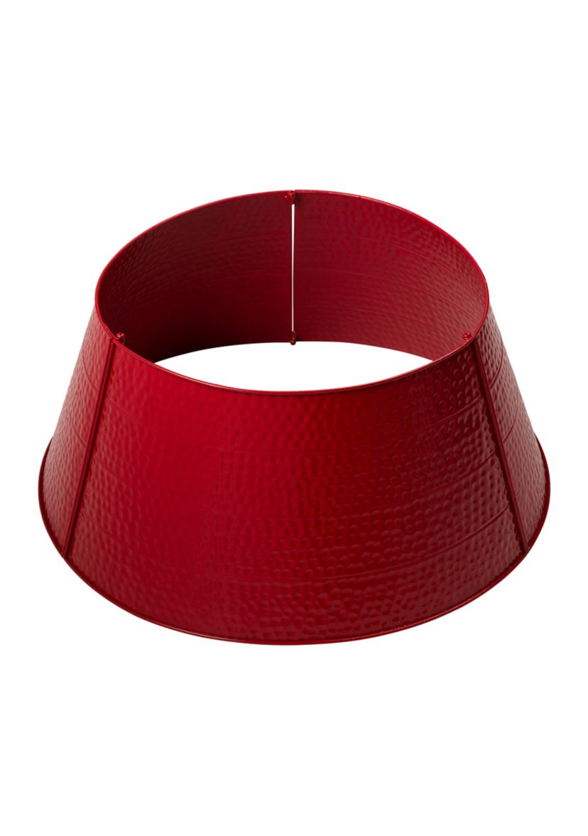 Red Hammered Metal Tree Collar