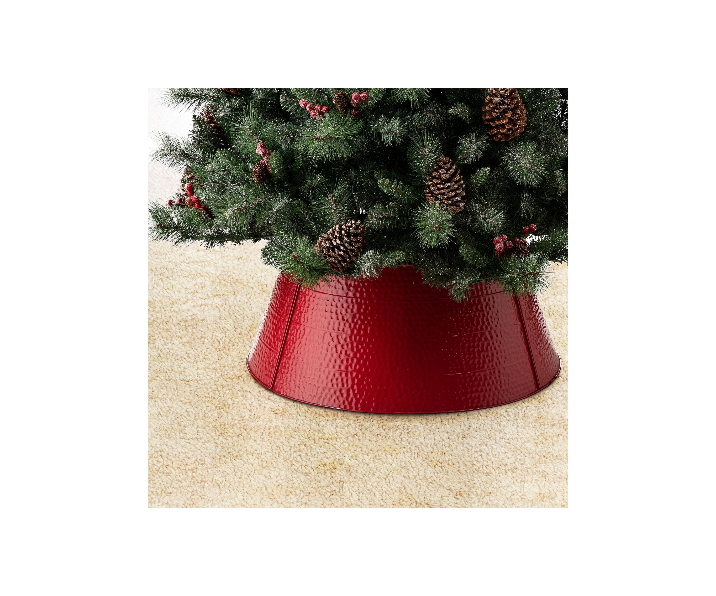 Red Hammered Metal Tree Collar