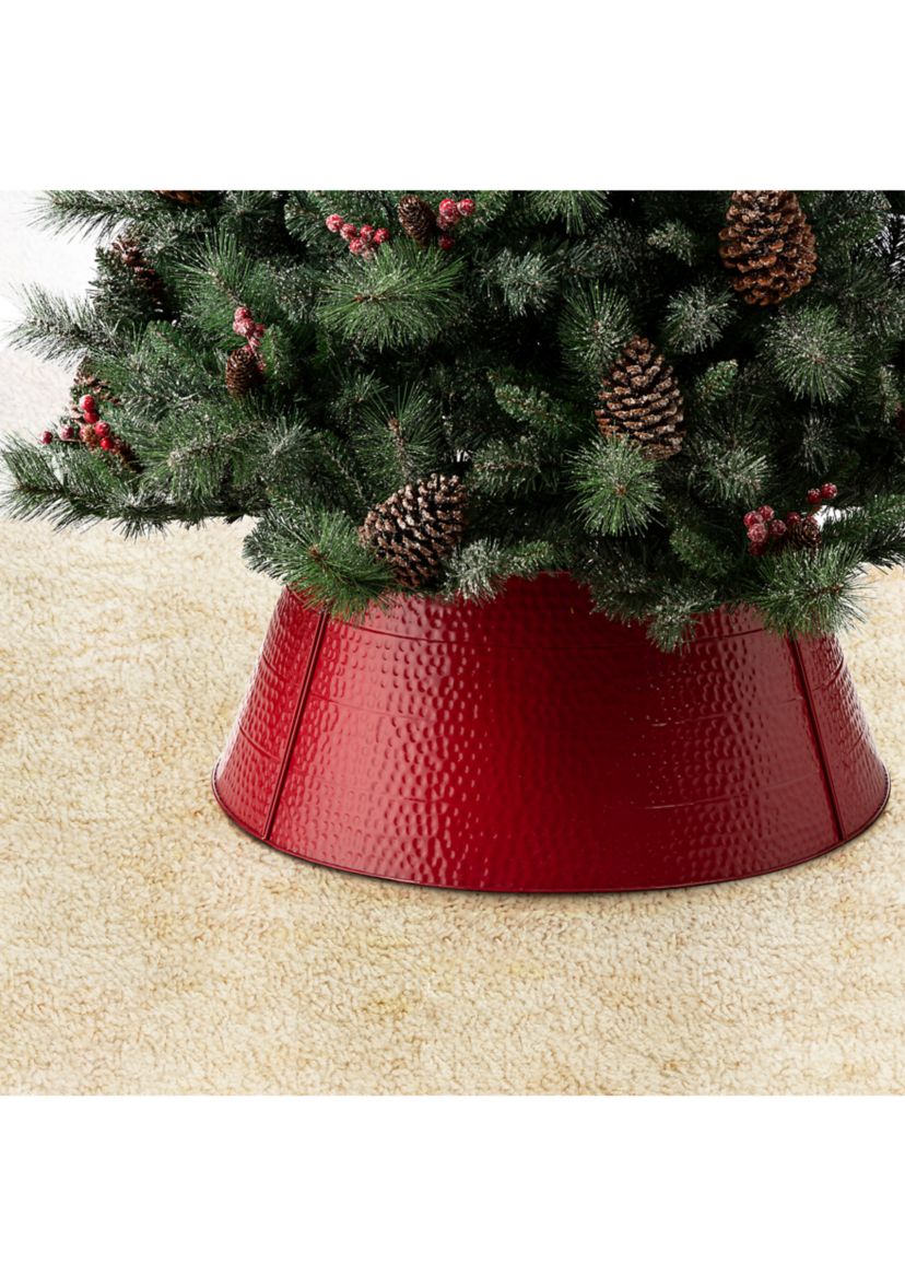 Red Hammered Metal Tree Collar