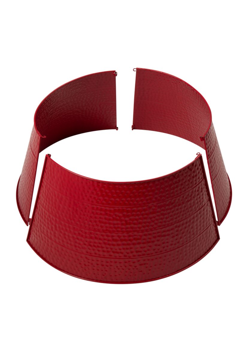 Red Hammered Metal Tree Collar