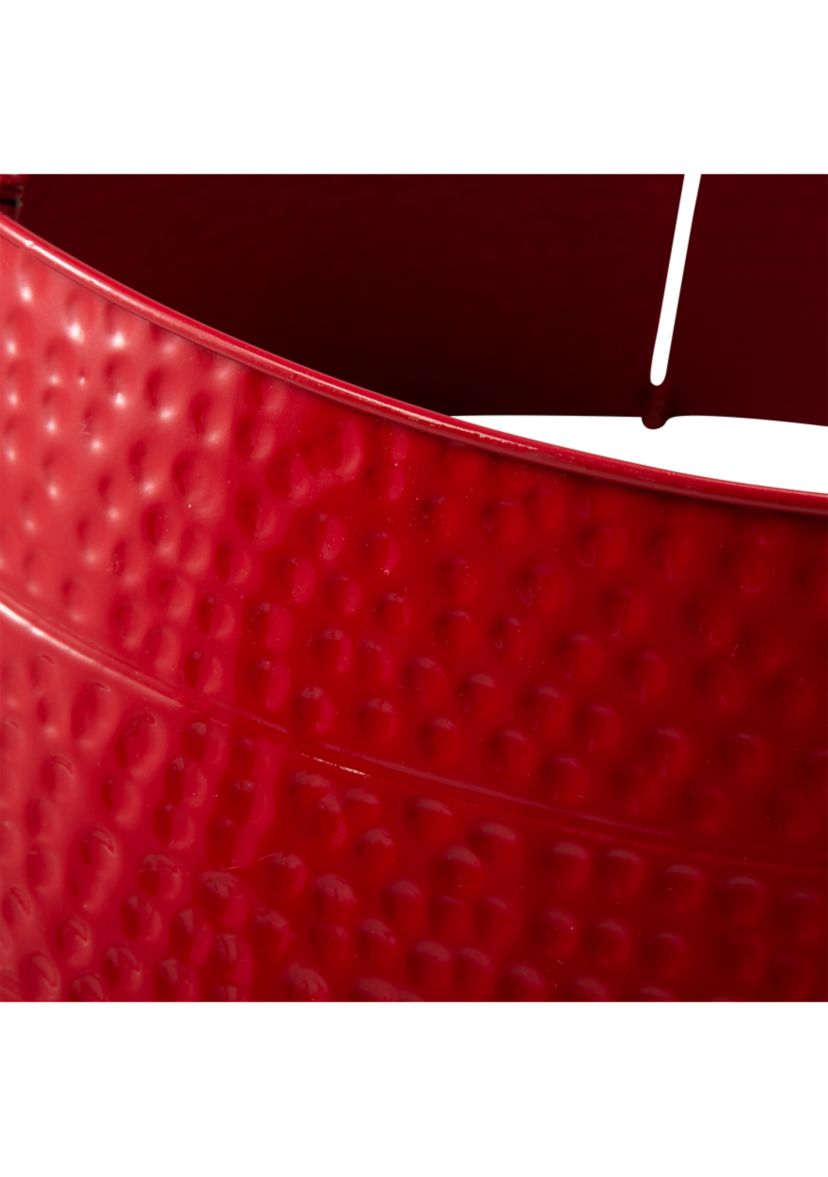 Red Hammered Metal Tree Collar