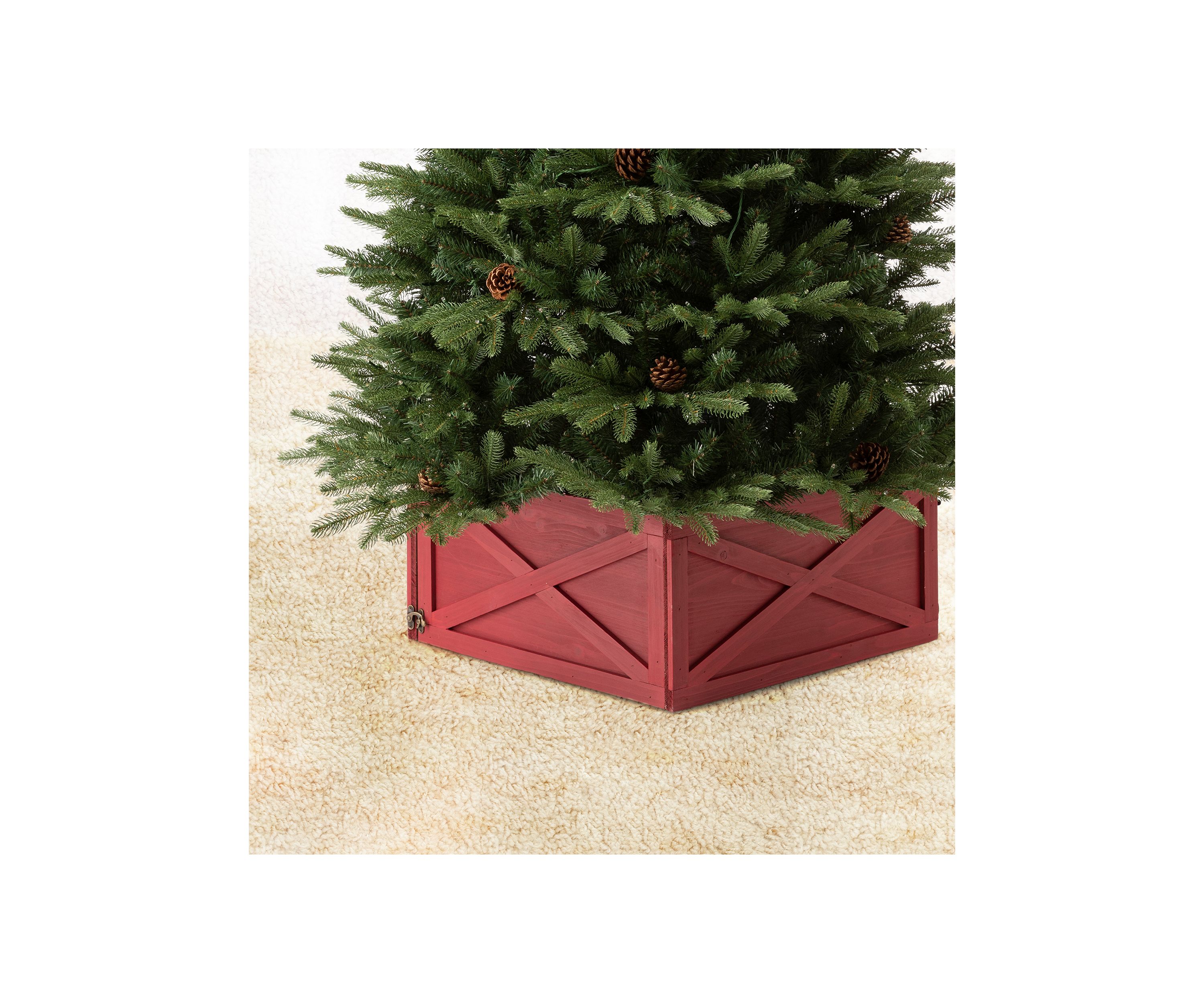 Red Wooden Tree Collar