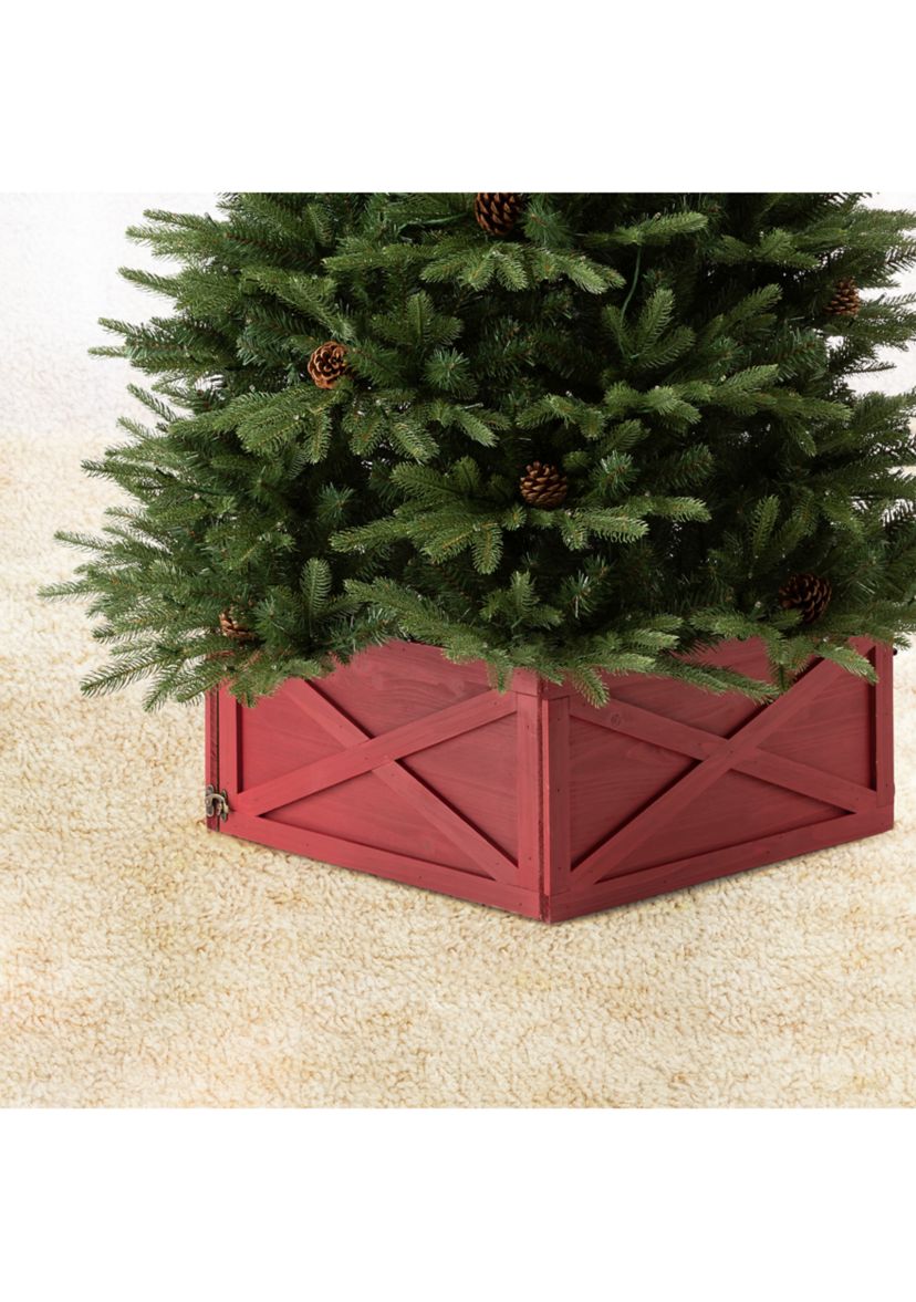 Red Wooden Tree Collar
