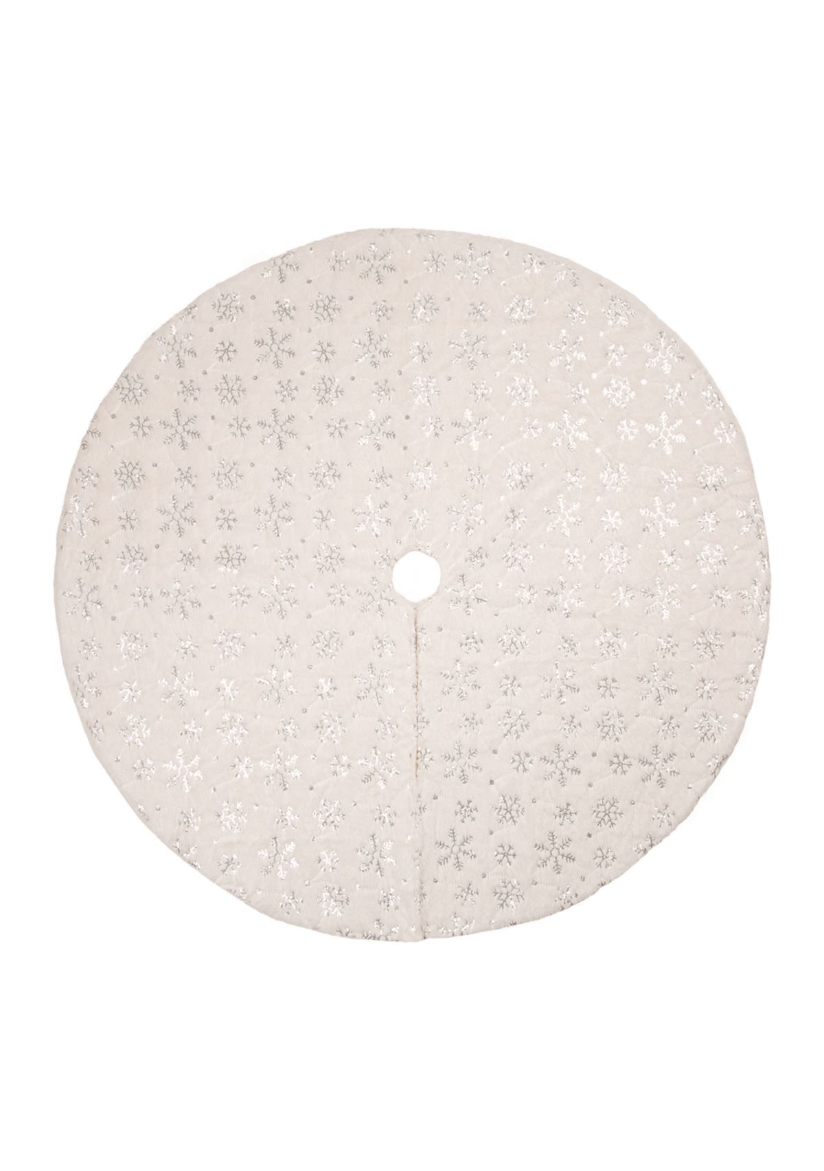 White Plush with Snowflake Christmas Tree Skirt