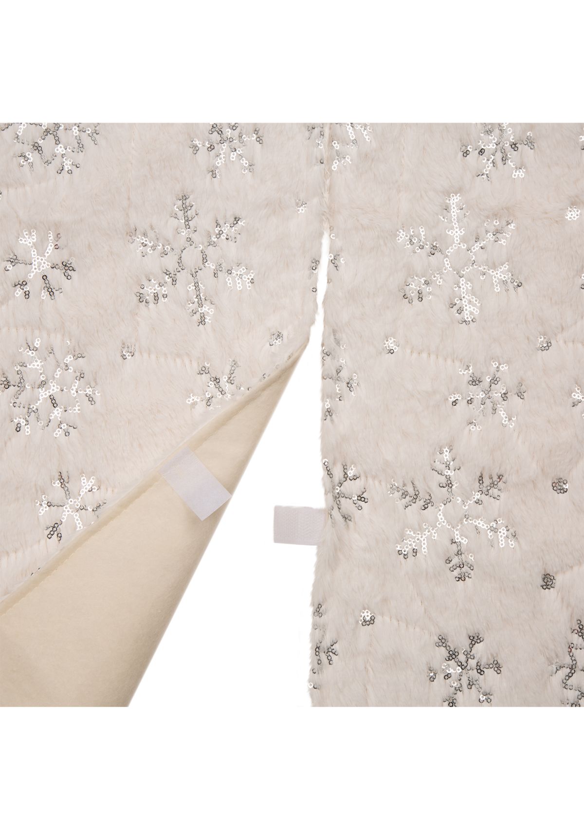 White Plush with Snowflake Christmas Tree Skirt