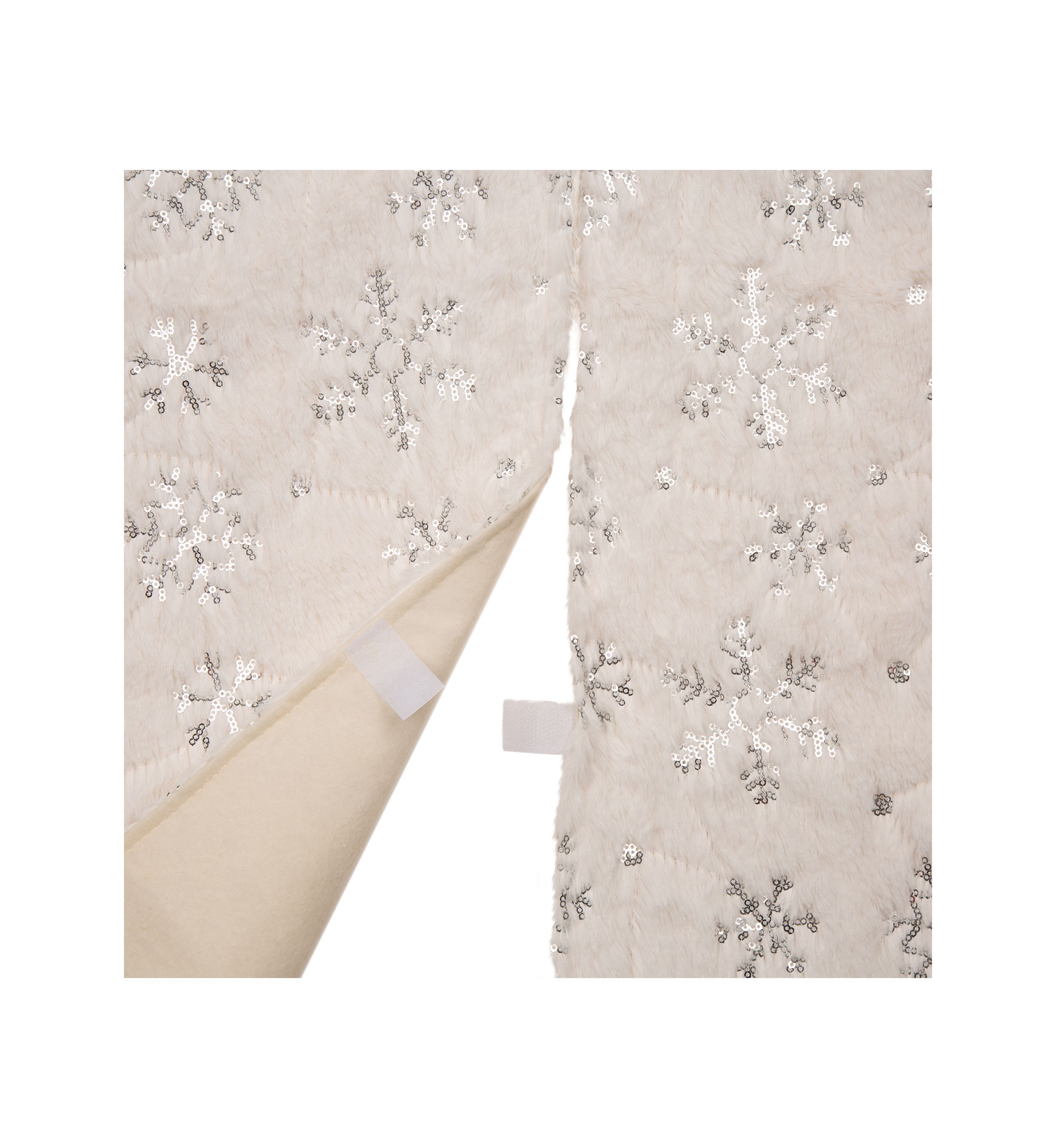 White Plush with Snowflake Christmas Tree Skirt