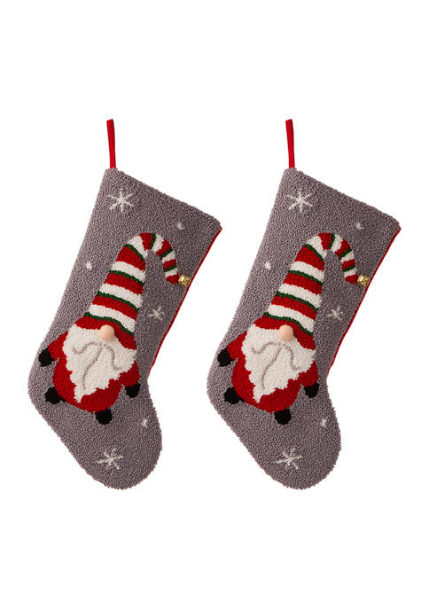 Glitzhome 2 Pack Hooked Stocking, Gnome