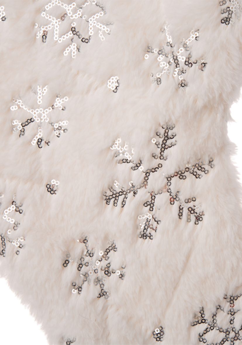 2 Pack White Plush with Snowflake Christmas Stocking