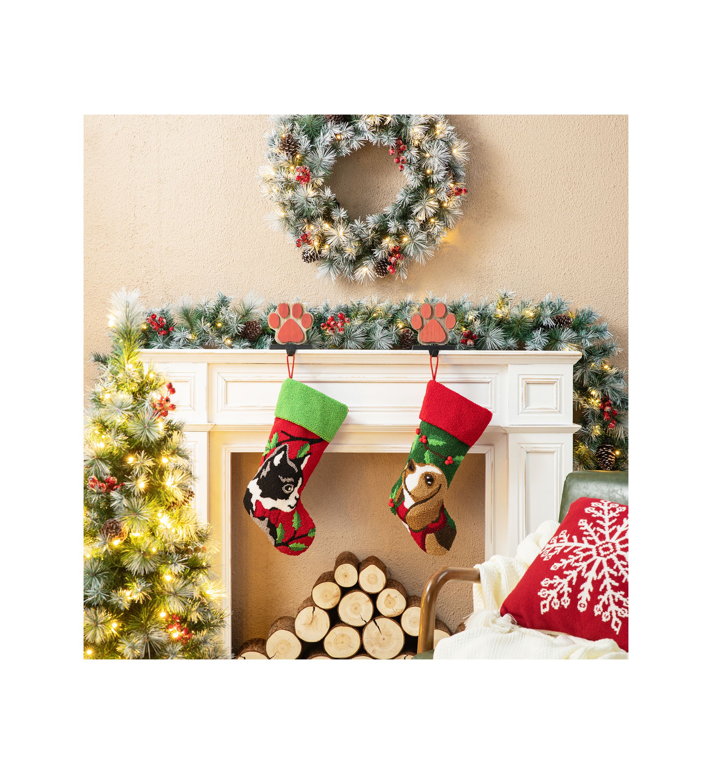 20.5-inchL Hooked Stocking, Dog