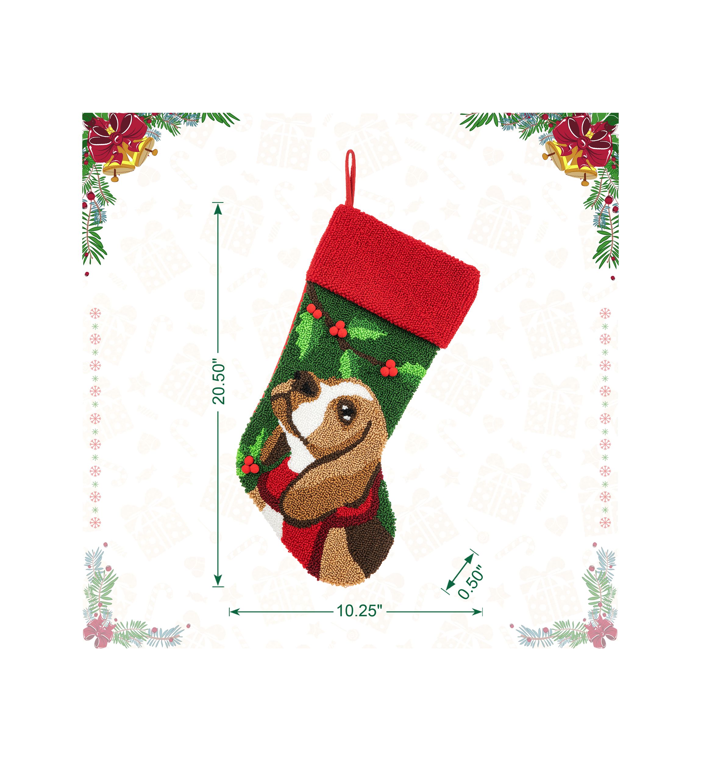20.5-inchL Hooked Stocking, Dog