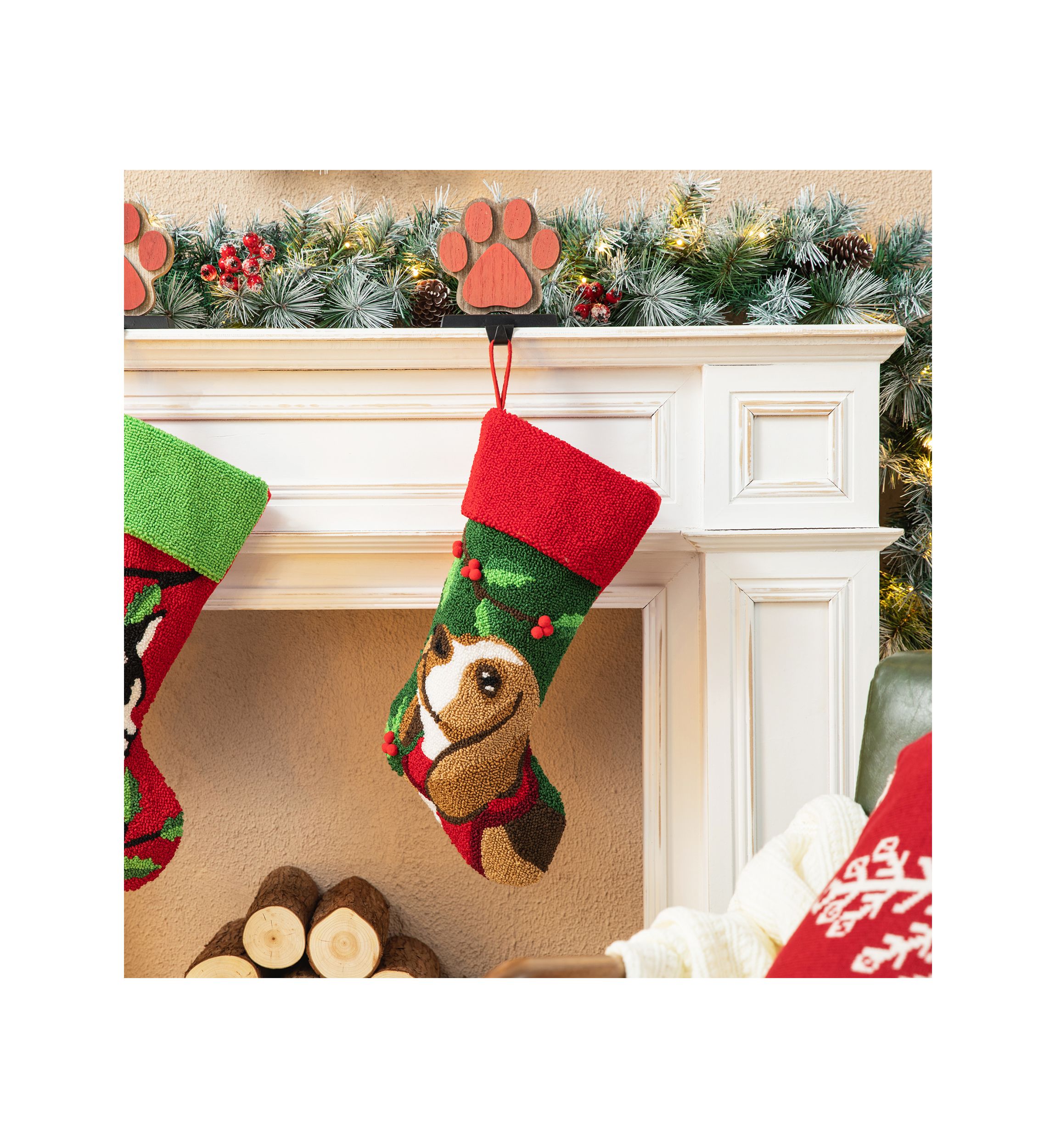 20.5-inchL Hooked Stocking, Dog