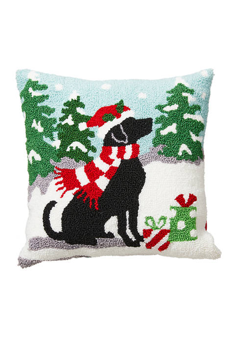 Glitzhome Hooked Christmas Dog Pillow