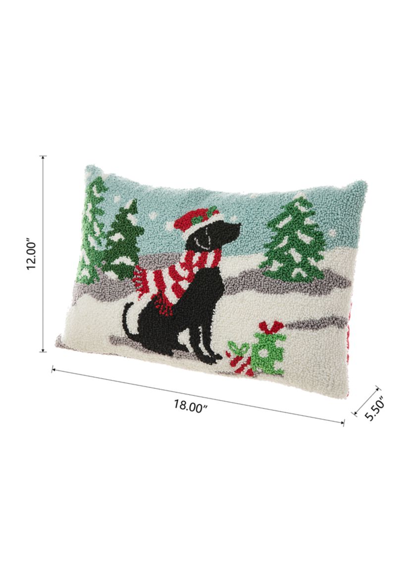 Hooked Christmas Dog Pillow