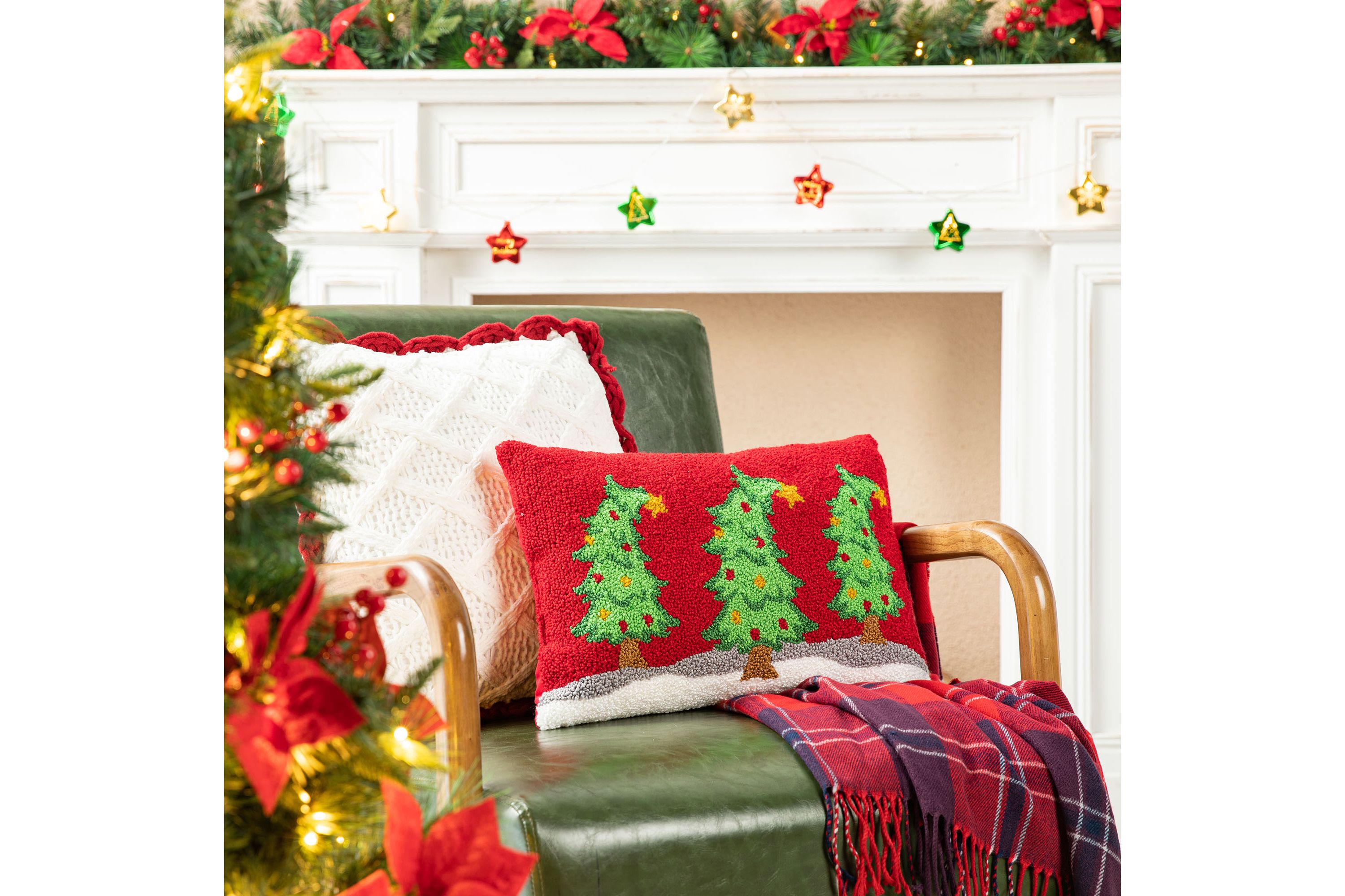 18"L Hooked Bent Trees Pillow