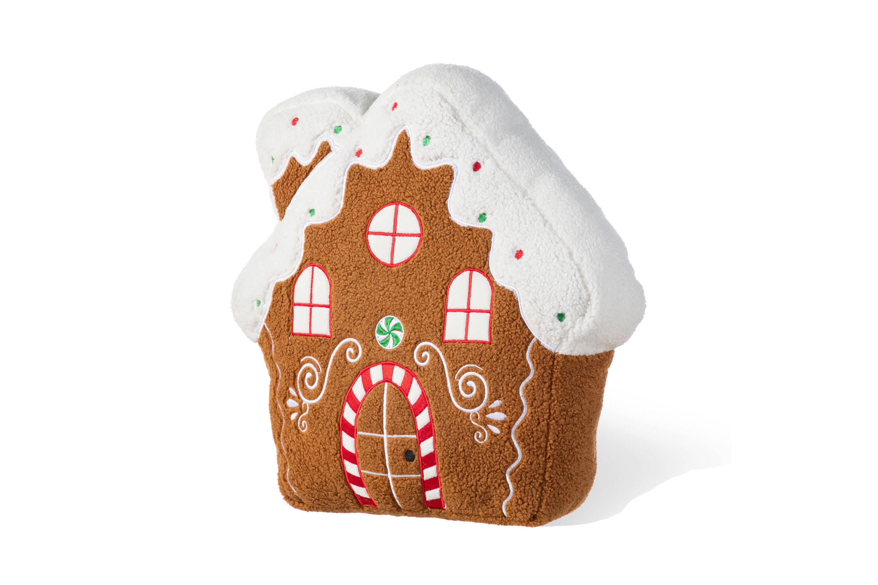 17"H Christmas Gingerbread House Shaped Pillow