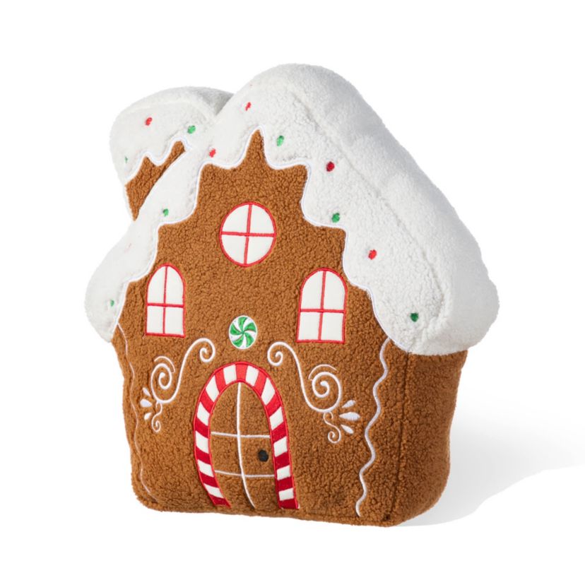 17"H Christmas Gingerbread House Shaped Pillow