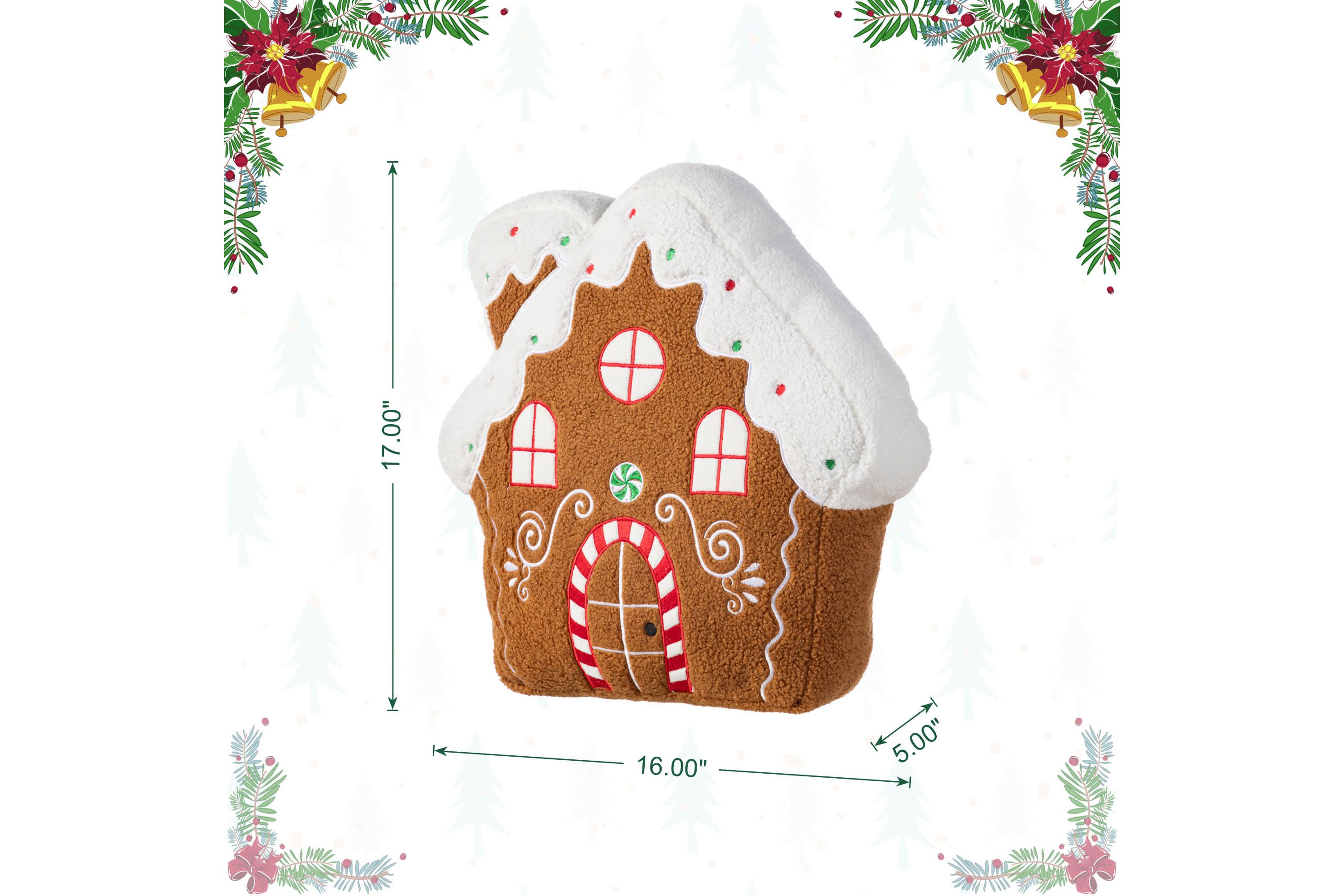 17"H Christmas Gingerbread House Shaped Pillow