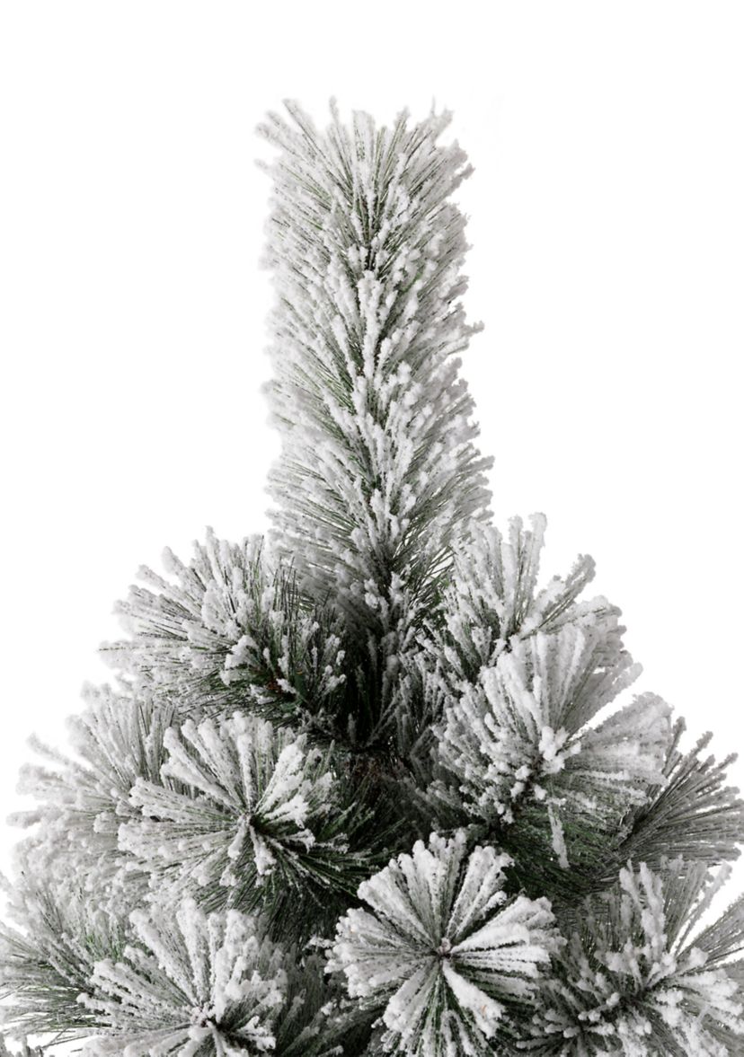 Pre-Lit Flocked Pencil Pine Artificial Christmas Tree with 300 Warm White Lights
