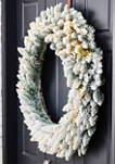 Oversized Pre-Lit Snow Flocked Christmas Wreath with 60 Warm White Lights