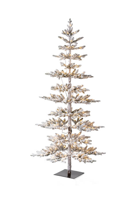 Glitzhome Deluxe Pre-Lit Flocked Pine Artificial Christmas Tree