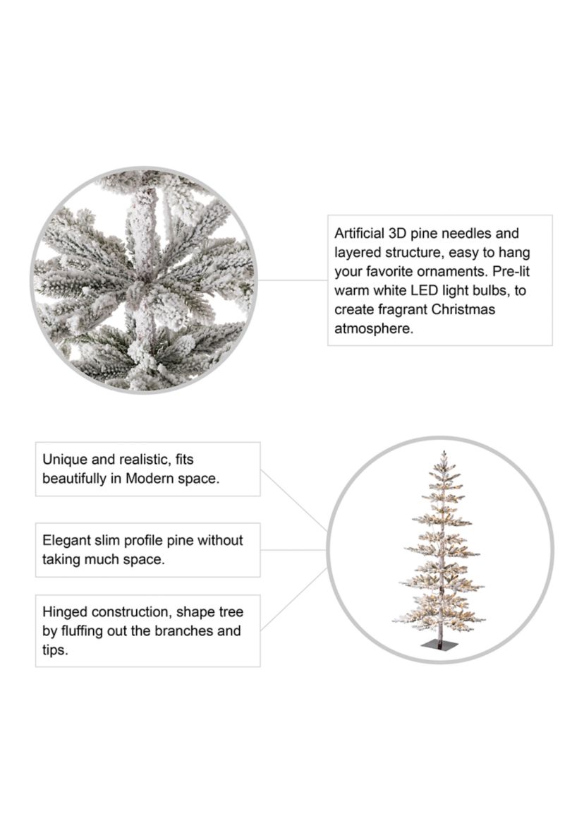 Deluxe Pre-Lit Flocked Pine Artificial Christmas Tree with 400 Warm White Lights