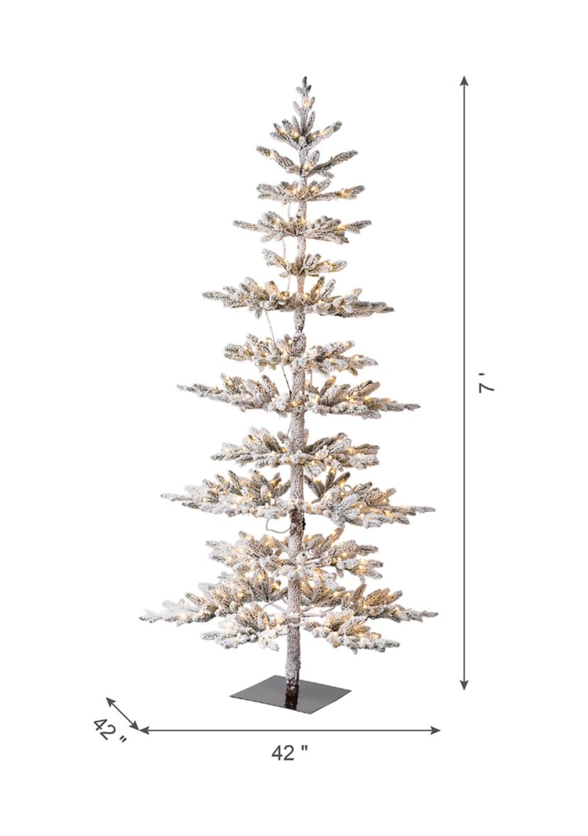 Deluxe Pre-Lit Flocked Pine Artificial Christmas Tree with 400 Warm White Lights
