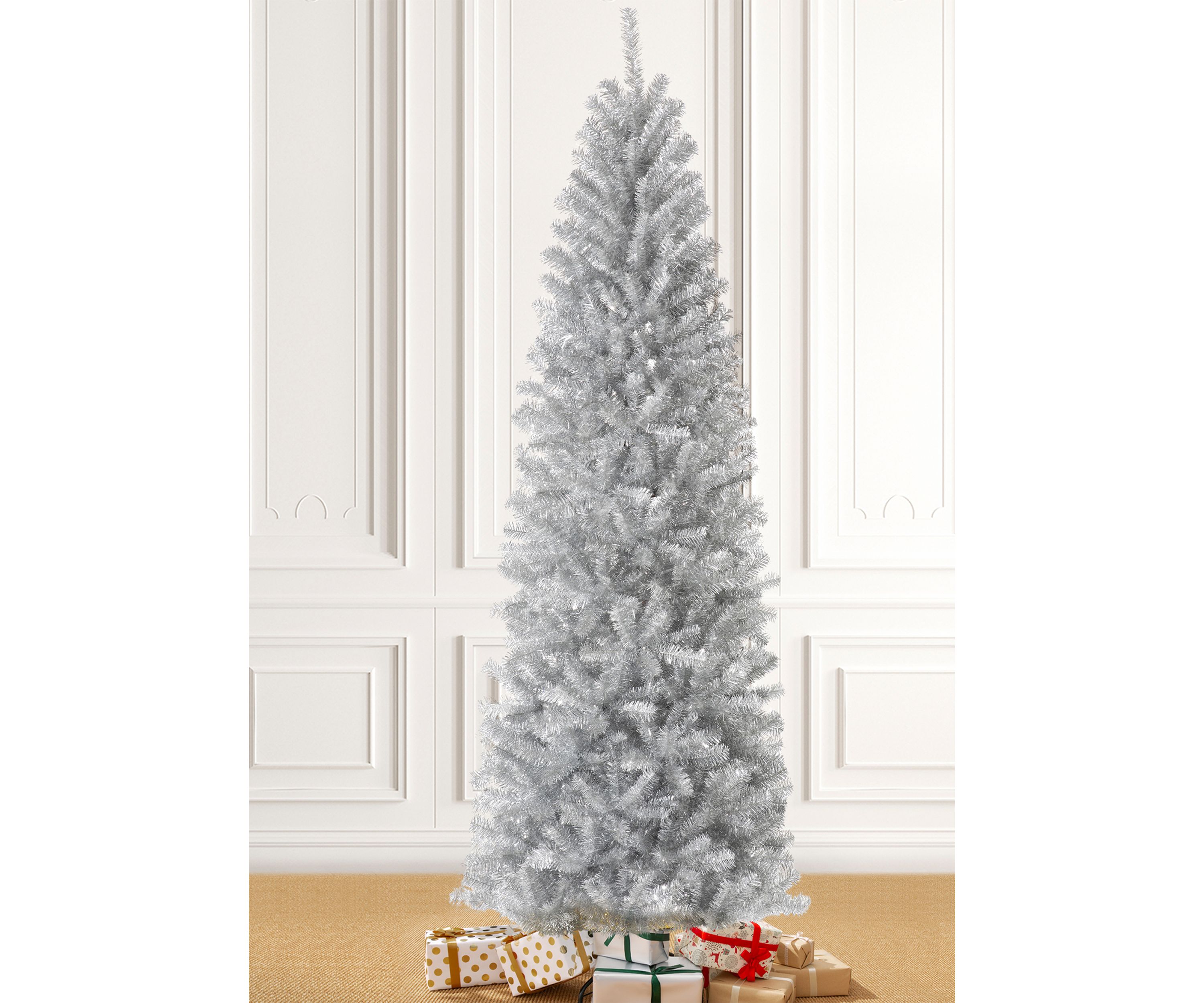 Silver Tinsel Artificial Christmas Tree