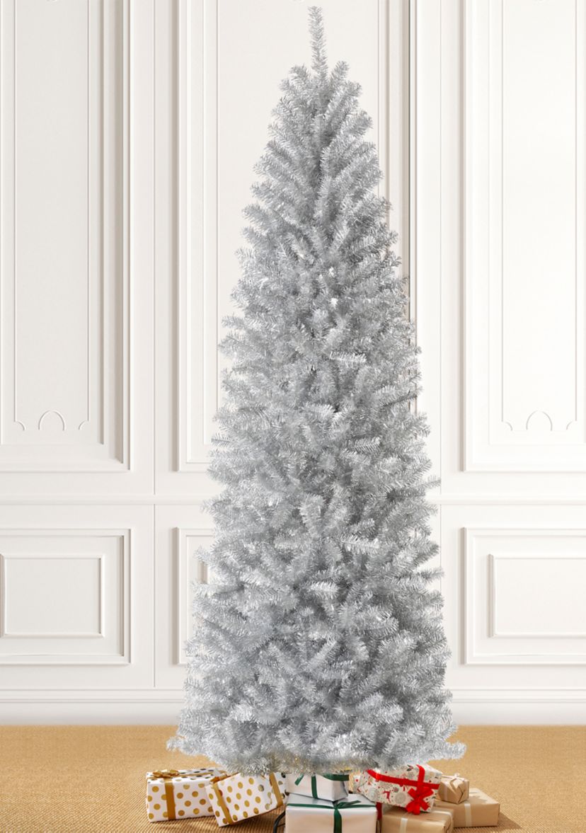 Silver Tinsel Artificial Christmas Tree
