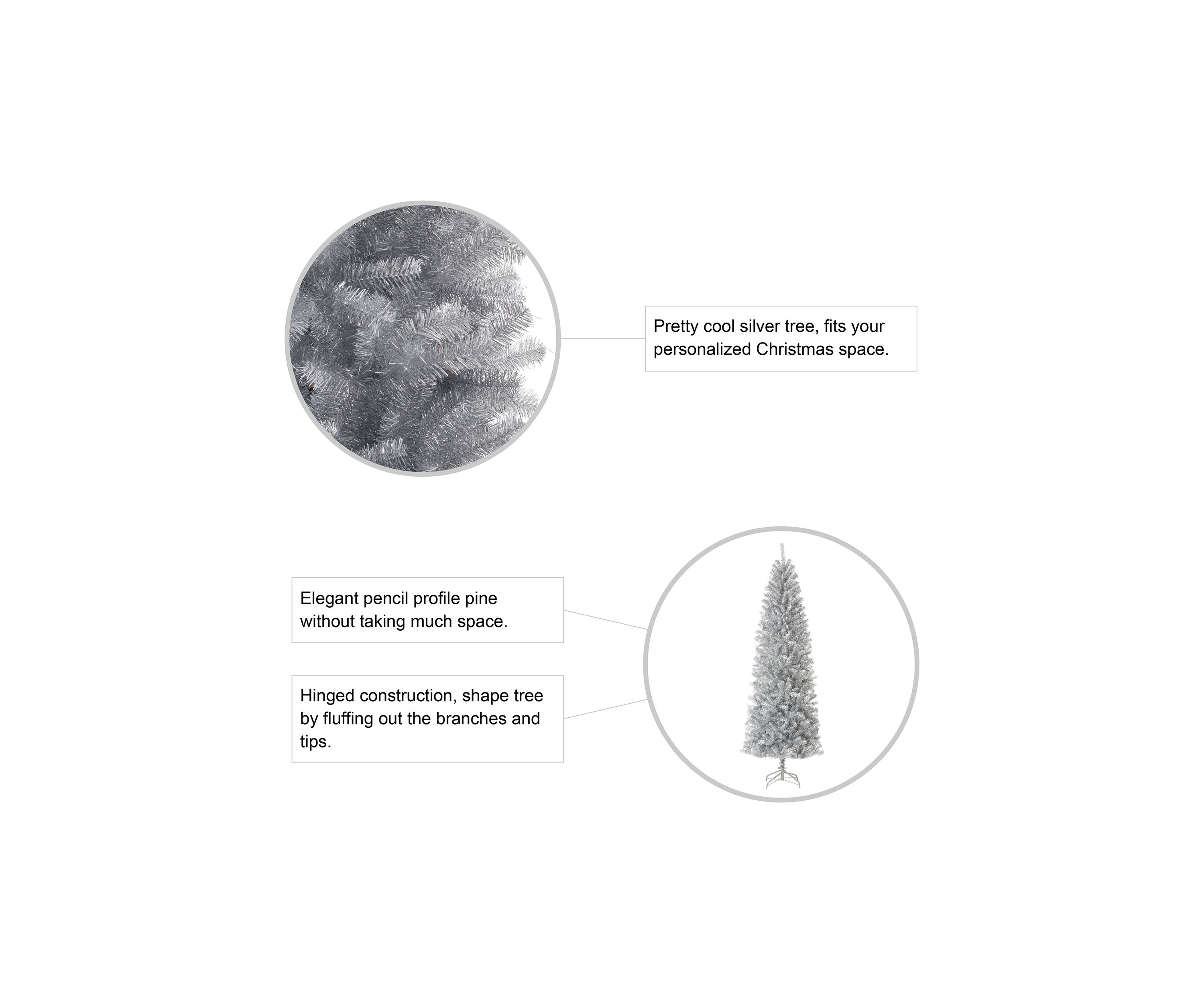 Silver Tinsel Artificial Christmas Tree