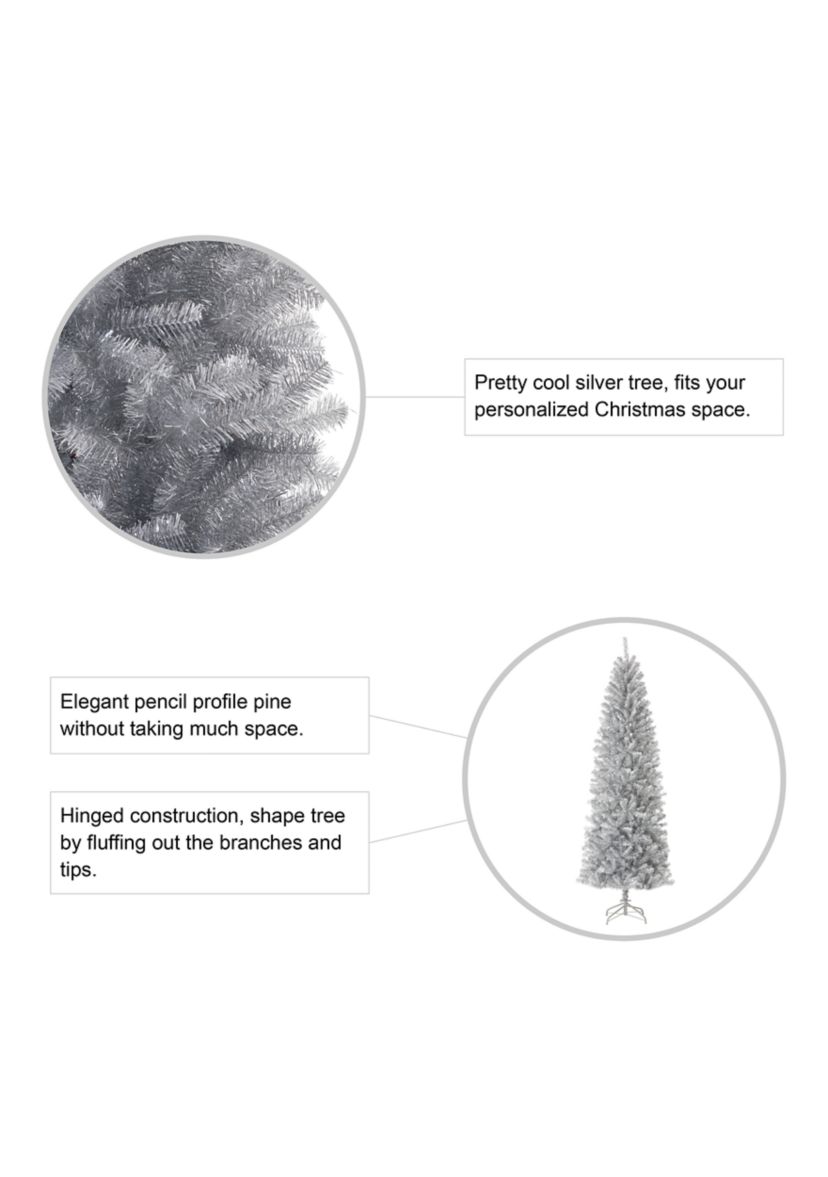 Silver Tinsel Artificial Christmas Tree