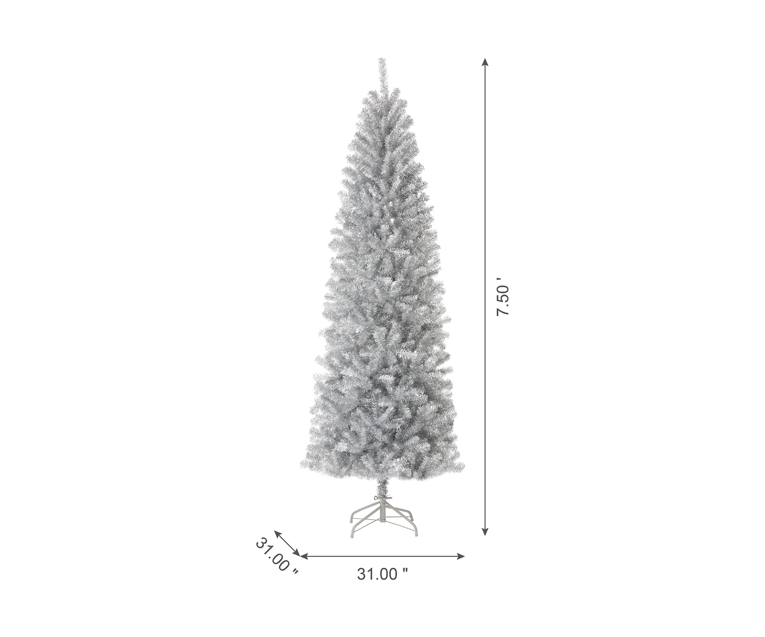 Silver Tinsel Artificial Christmas Tree