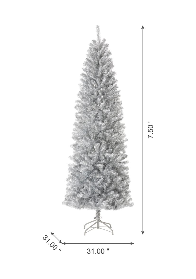 Silver Tinsel Artificial Christmas Tree