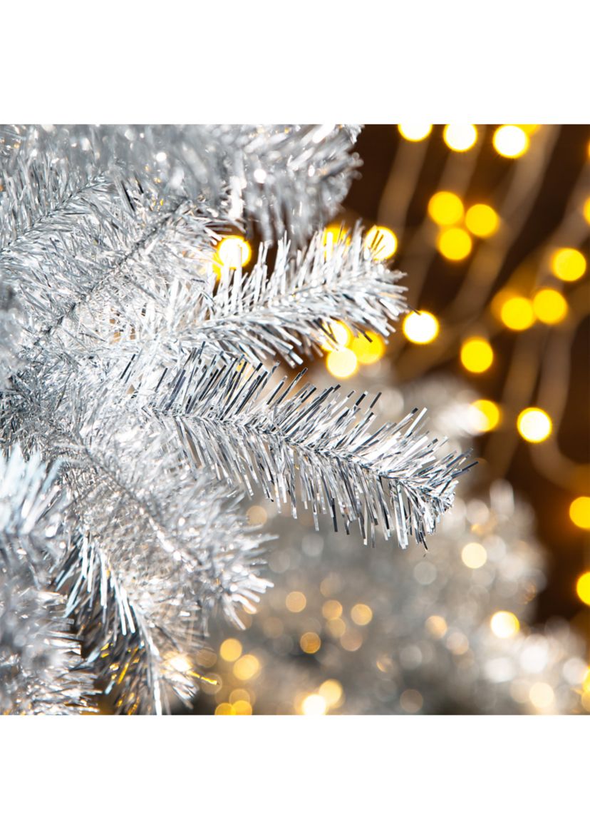 Silver Tinsel Artificial Christmas Tree